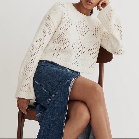 Madewell Sweaters - Madewell Diamond Stitch Crewneck Crop Sweater xxsmall